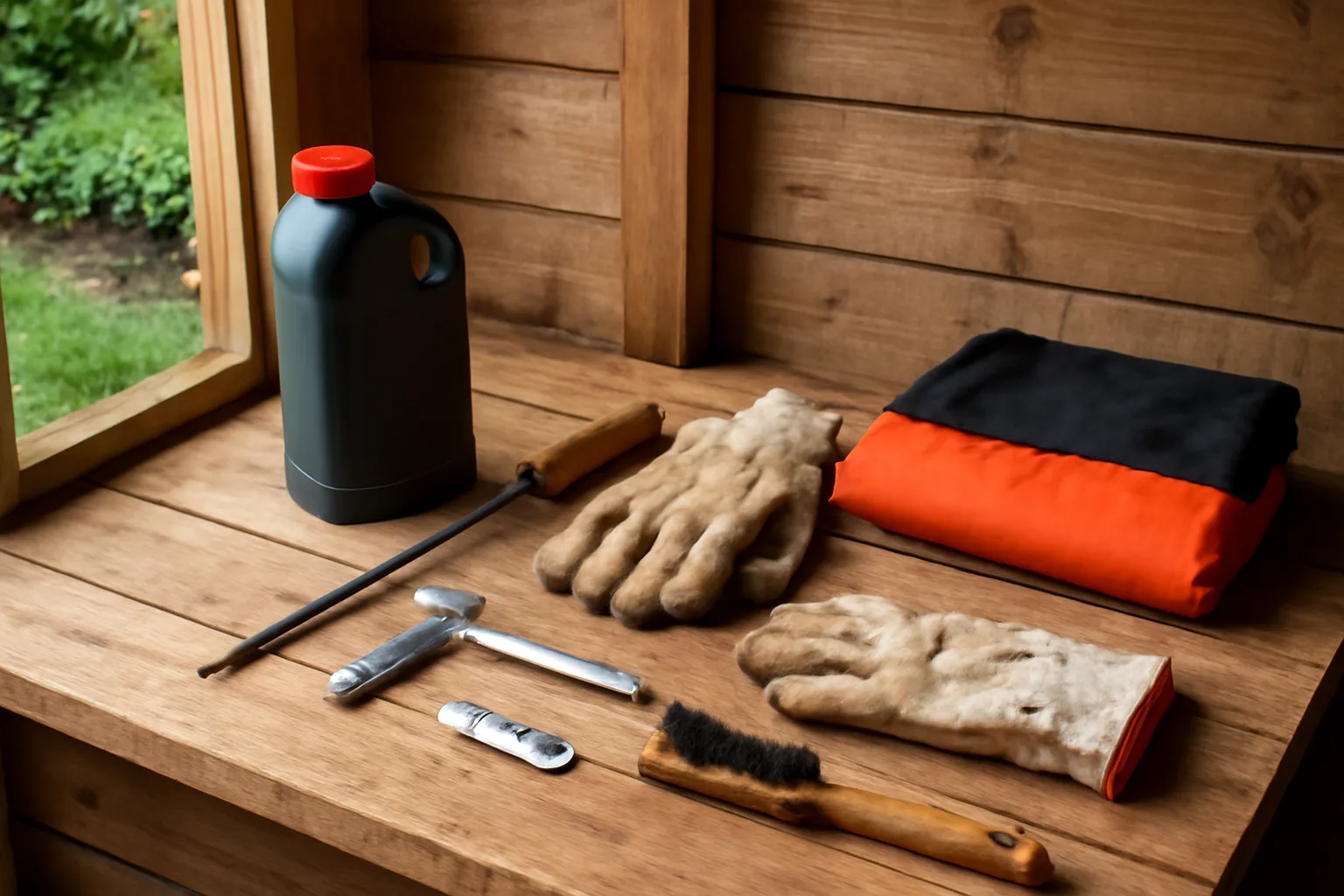 Chainsaw maintenance kit with oil file gloves and safety gear